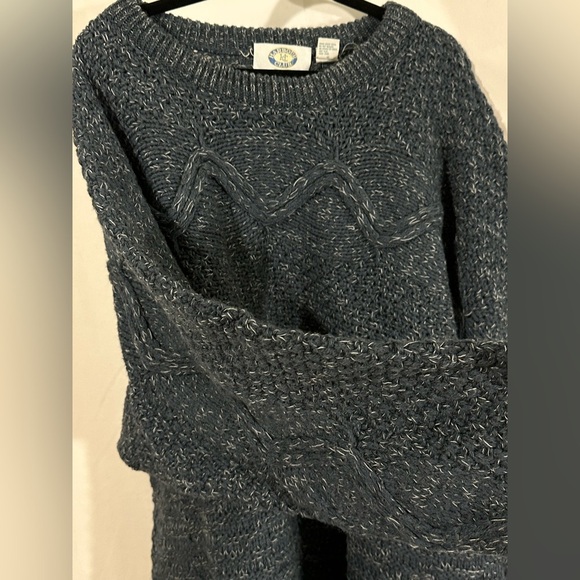 Vintage Harbour Club Wool Blend Sweater XL Made in Italy Chunky Knit Blue Gray - Picture 4 of 5